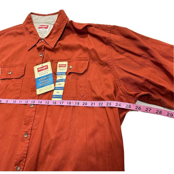 Wrangler Shirt Men's 2XL Outdoor Button Up Relaxed Orange Camping NEW Shirt - Picture 12 of 14